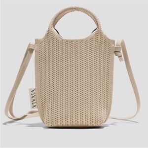 VIVAIA Mini Zahara Crochet Beige Crossbody Bag in Almond